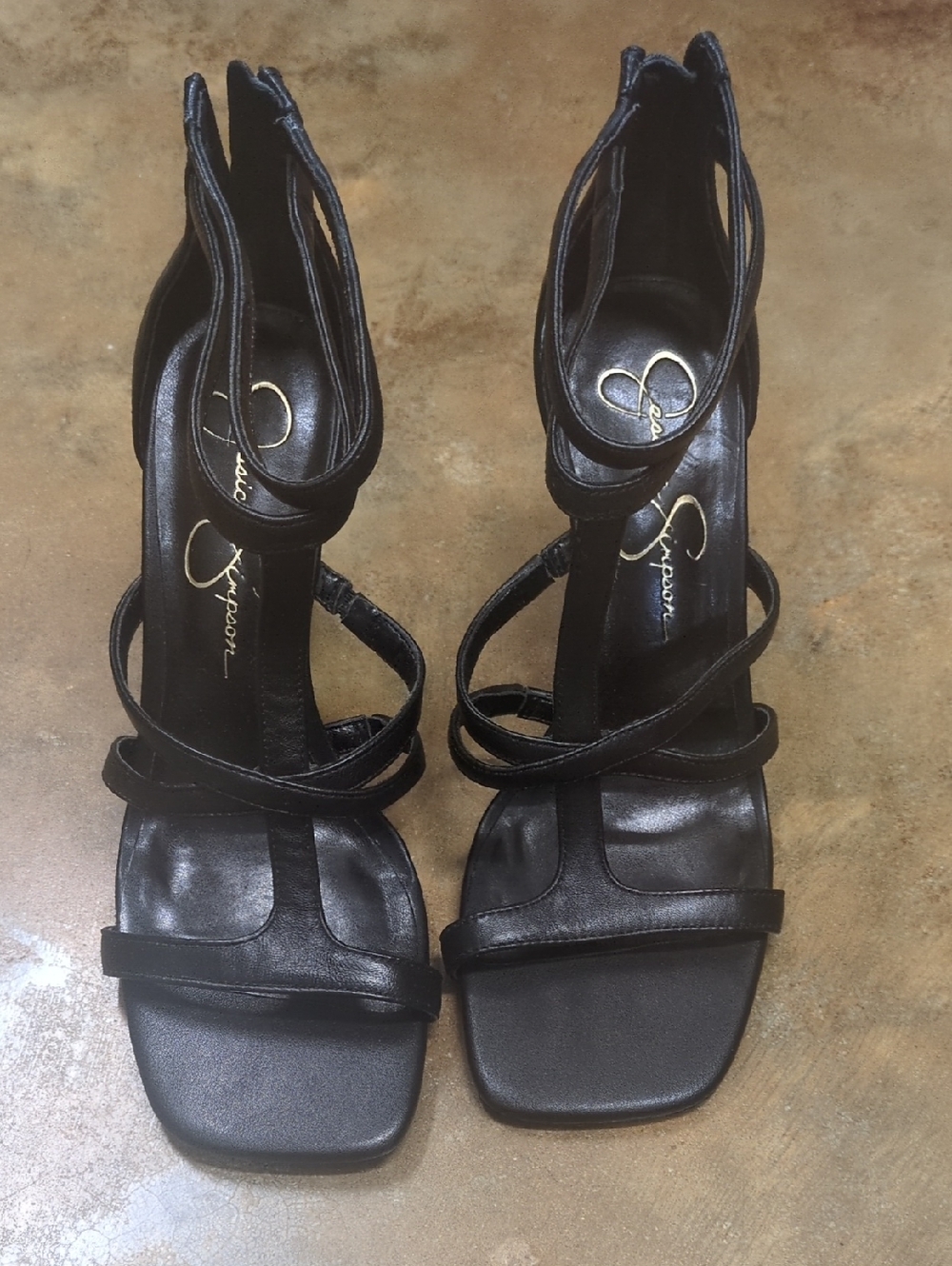 Jessica Simpson Black Strappy High Heel Sandals, Brand New, Size 6.5